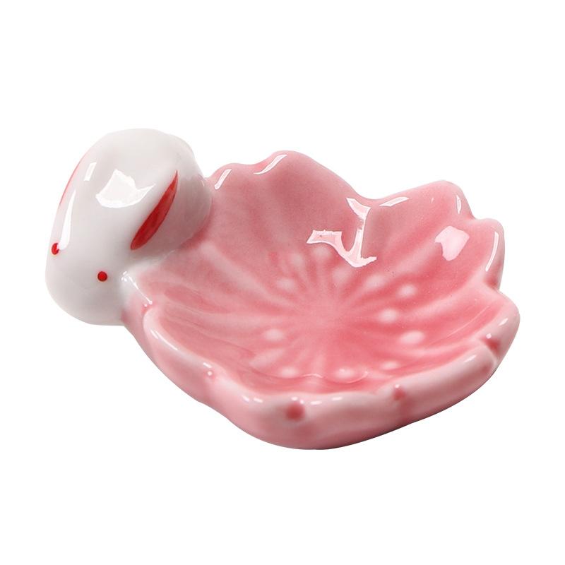 Colorful Ceramic Chopsticks Holder Sakura Blossoms rabbit Spoon Fork Chopstick Rest Tableware Stand Kitchen Dining Accessories
