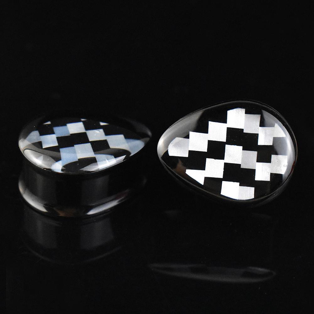 2pcs 8-50mm 1Pair Black Teardrop Double Flared Ear Tunnels and Plugs Ear Piercing Gauge Expander Stretching Tunnels Comf