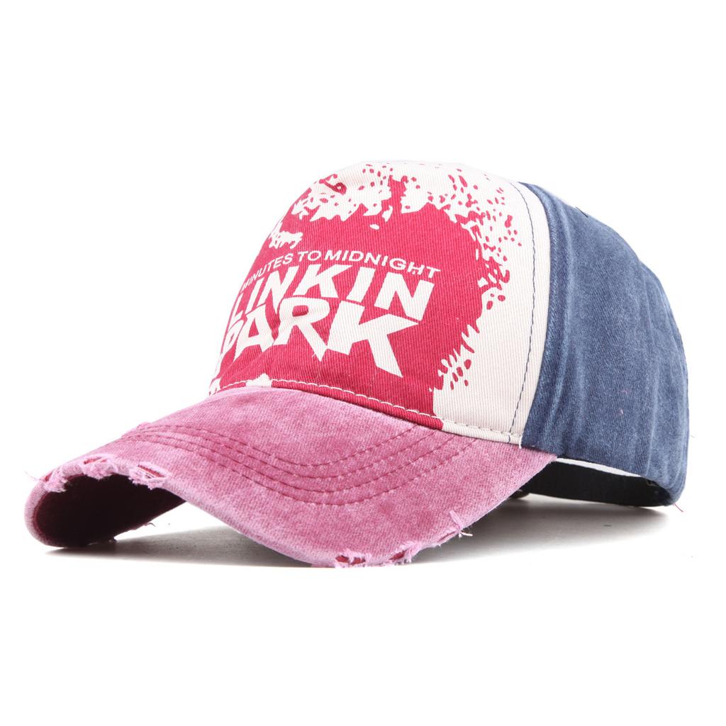 Vintage Distressed Baseball Cap "Jewel Shine" Print Washed Cotton Dad Hat