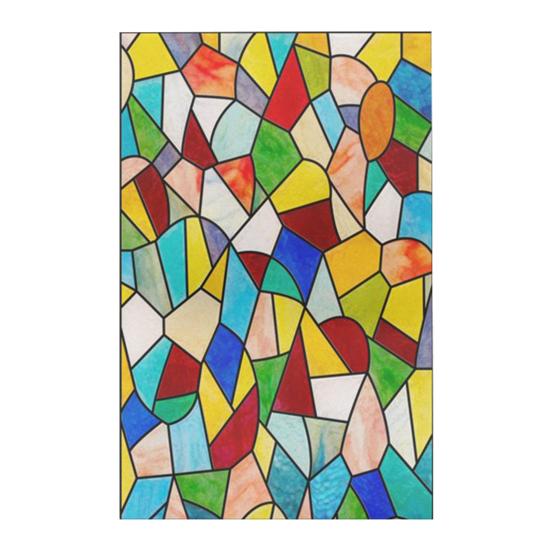Stained Glass Window Privacy Film Vintage Home Church Decorative Frosted Static Cling Reusable UV Sun Blocking Glass Sticker Cover
