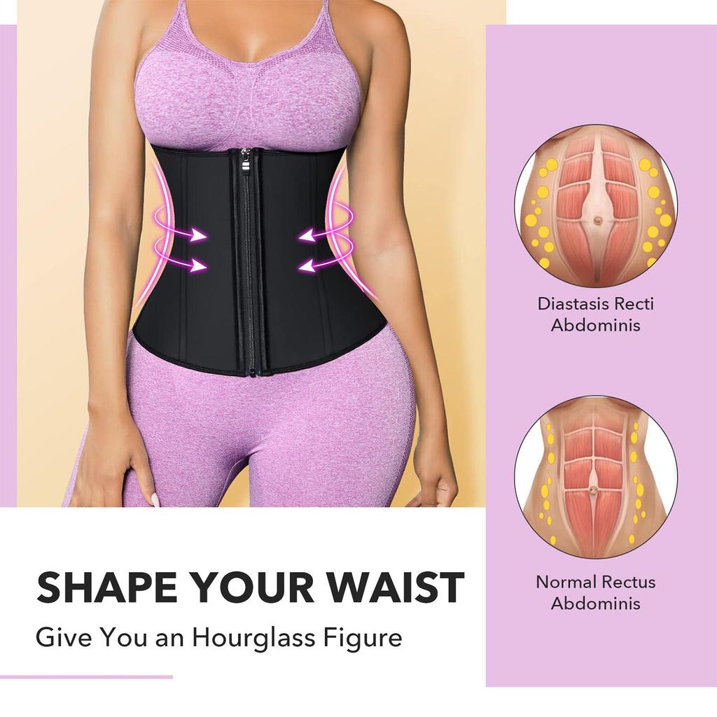 Waist Trainer for Women Latex Underbust Waist Corsets Cincher Plus Size Workout Girdle Body Shaper Zipper
