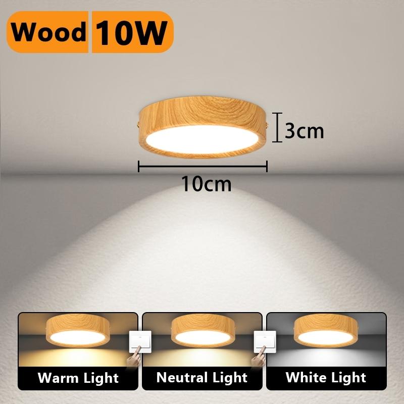 Wood Grain Gold LED Downlight 3 Colors Ceiling Light Spot Led Light Ultra Thin Panel Lamp for Living Room Home Decor