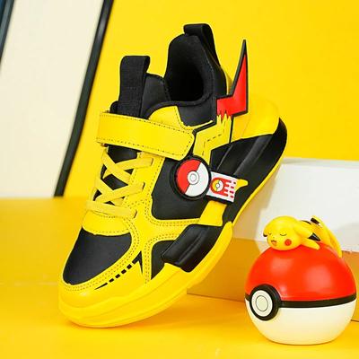 Kids Leather Waterproof Trendy Sports Shoes for Boy Girl Children's Outdoor Running Shoes Students Lightning Sign Cartoon Casual