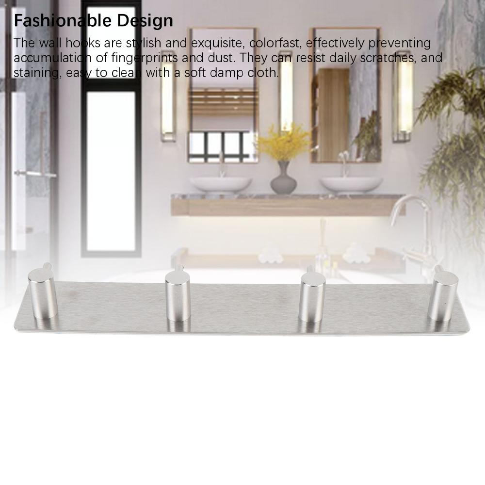 Self Adhesive Adhesive Wall Hook 304 Stainless Steel Towel Hanging Hook Coat Hanger Home Dorm