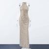 Rochie lungă de vară cu sclipici și paiete, sexy, strălucitoare, rochie de petrecere, primăvară, fără mâneci, scobită, rochie lungă, vară, pe umăr, Slim, Maxi