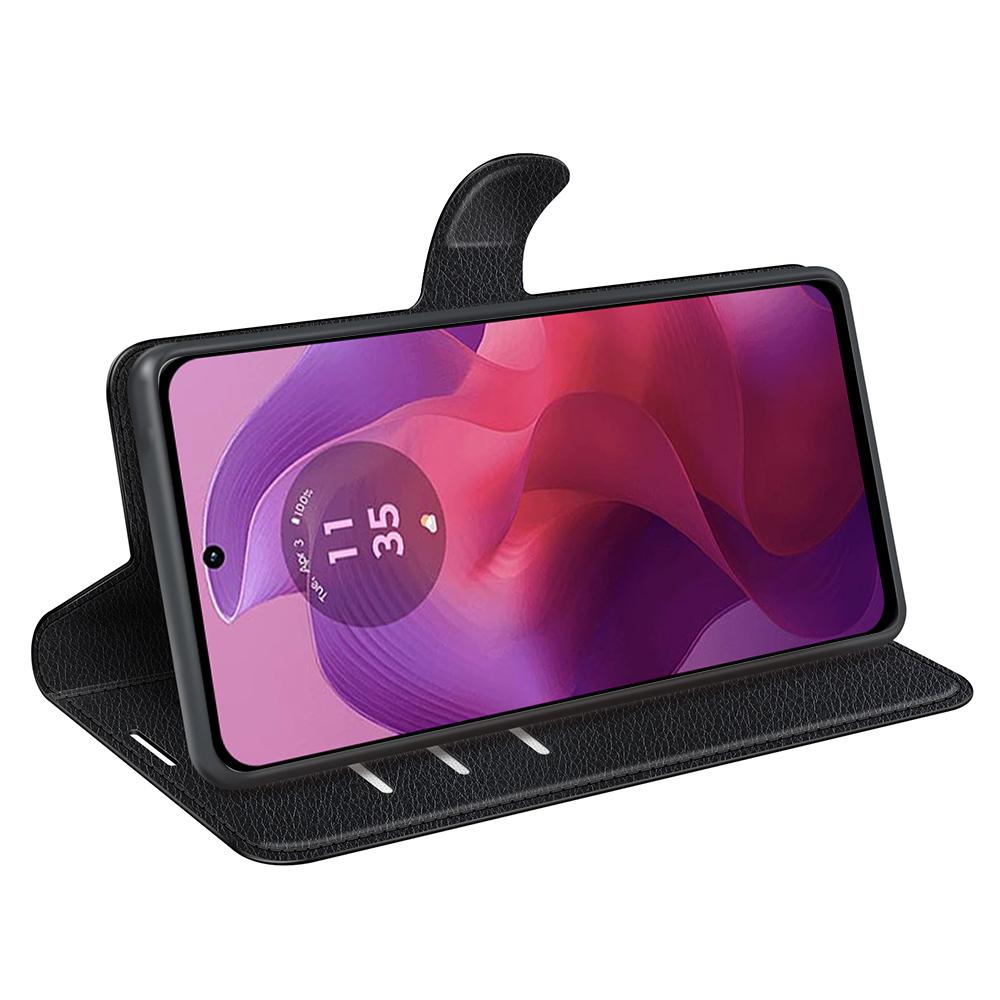 Für Motorola Moto E14 4G/G04 4G/G04s 4G/G24 4G Lederhülle Litschi-Textur Kartenhalter Handyhülle