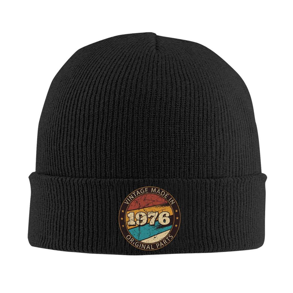 Herren Damen Strickbündel Mütze Geboren 1976 vintage Alter 50 Jahre alt 50. Geburtstag Merch Warm Gestrickt Beanie Mützen Skullies