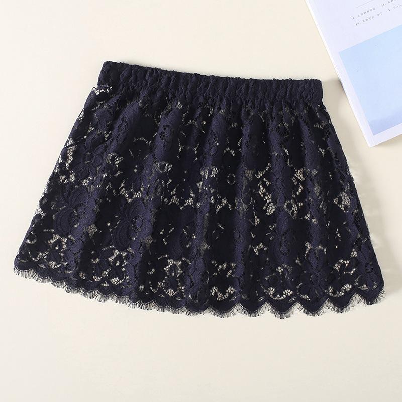 Women Lace Floral Fake Shirt Skirt Blouse Tail Hem Detachable Underskirt Shirt False Mini Skirt Fake Hem Adjustable Fake Top
