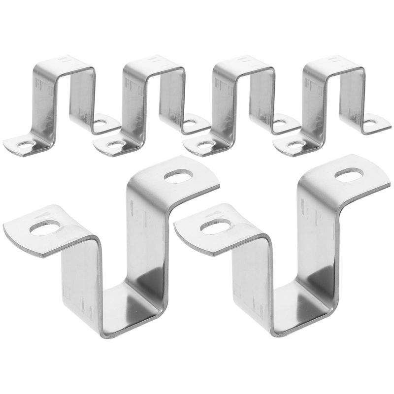 6Pcs Stainless Steel Tube Clamps U Shaped Brackets Mounting Clips For Door Closing Hardware Pipe Woodworking