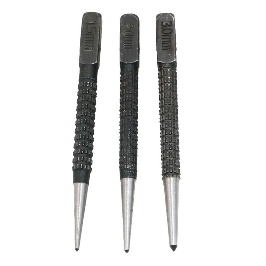 3Pcs High Hardness Sample Center Punch Non-slip Center Punch Set Cylindrical Center Punch for Machinists and Carpenters
