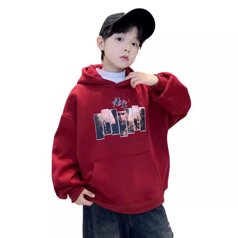 Boys' Trendy Fleece Hooded Sweatshirt - 2025 Autumn/Winter Collection for Medium & Large Kids