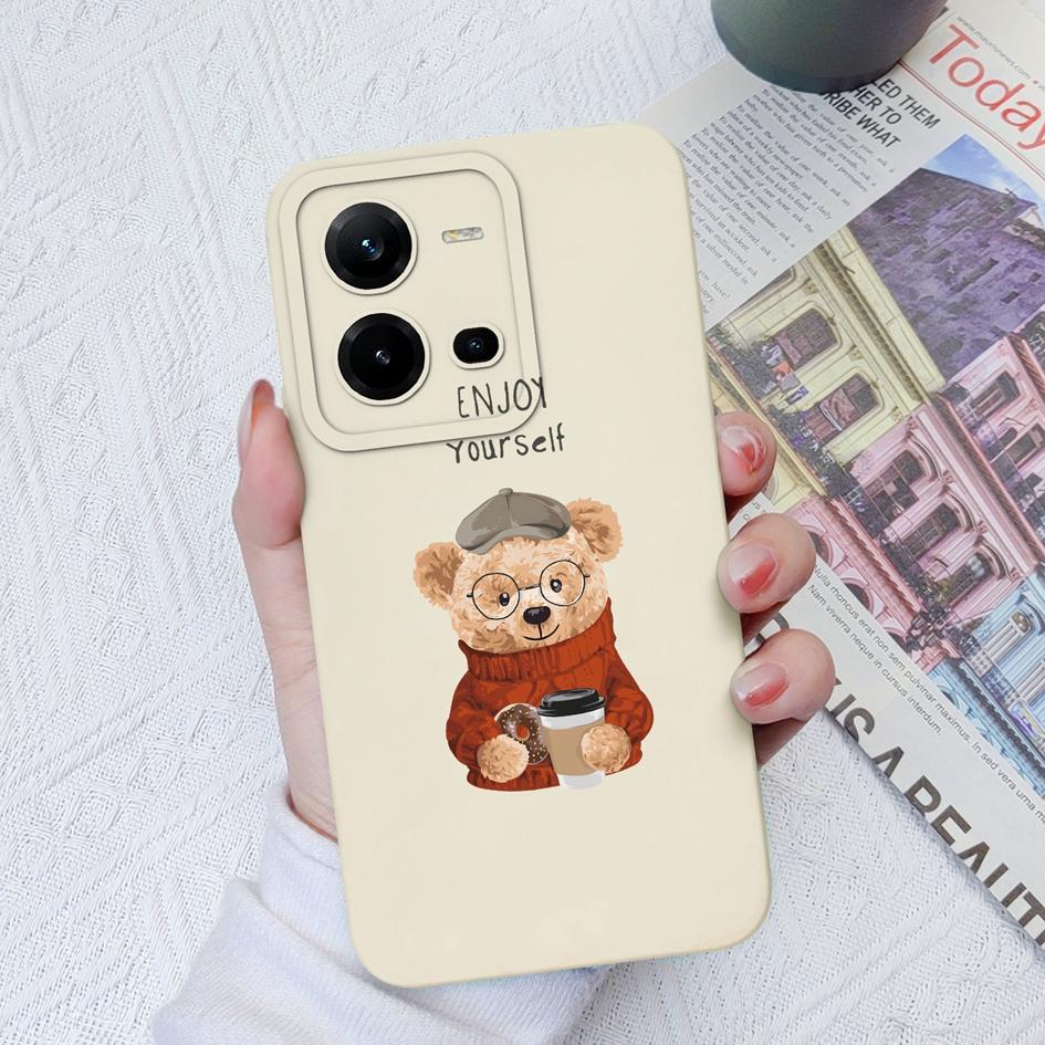 Phone Case For Vivo V19 Neo Z1 Z3X Z5X V21E V23E V25E V27 Pro V20SE V9 Cute Bear Shockproof Protective Soft Silicone Phone Cover For Vivo Bumper
