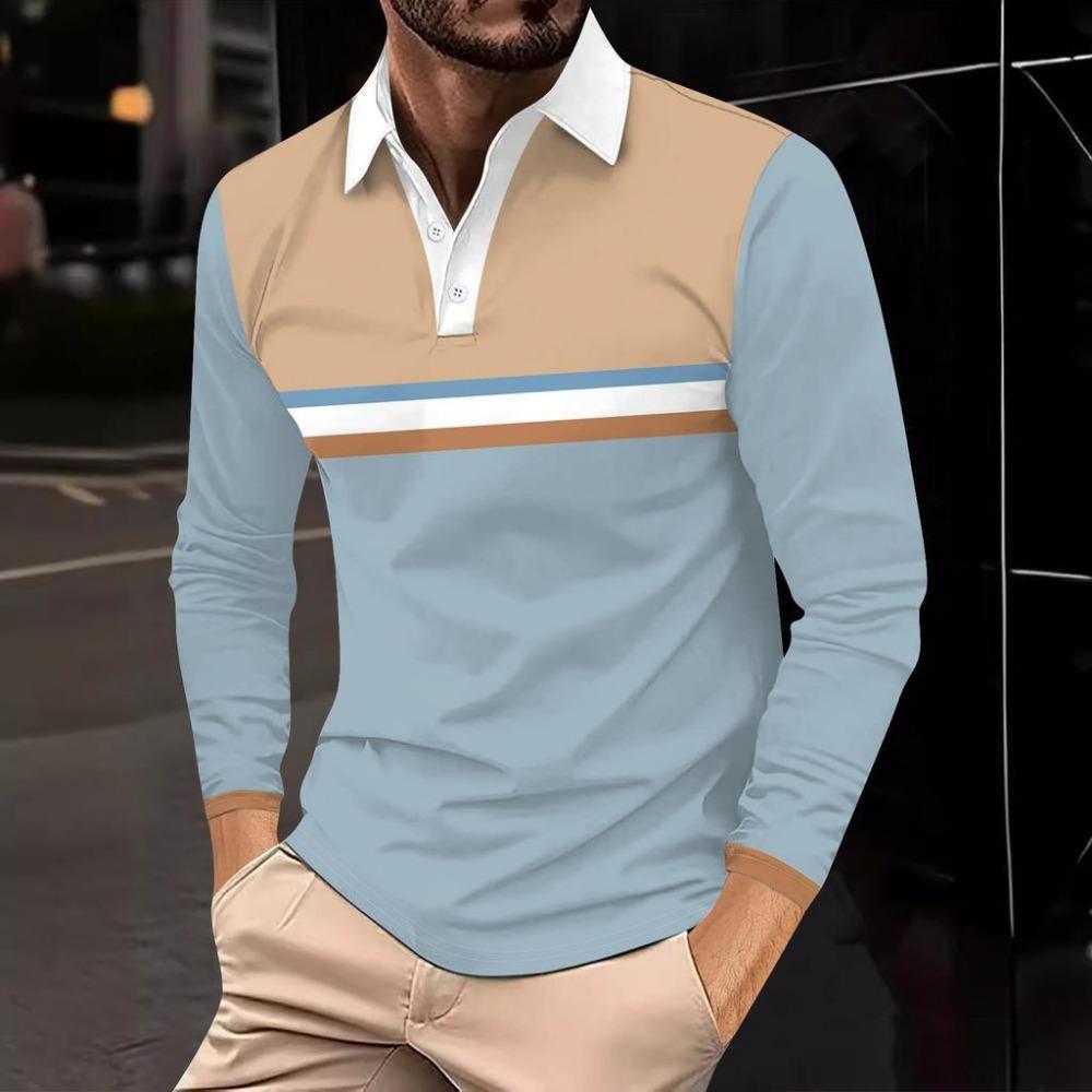 Harajuku Hip-hop Street Style Men's Long-sleeved Lapel Polo Shirt Plus Size Loose Comfortable Long-sleeved Sweatshirt