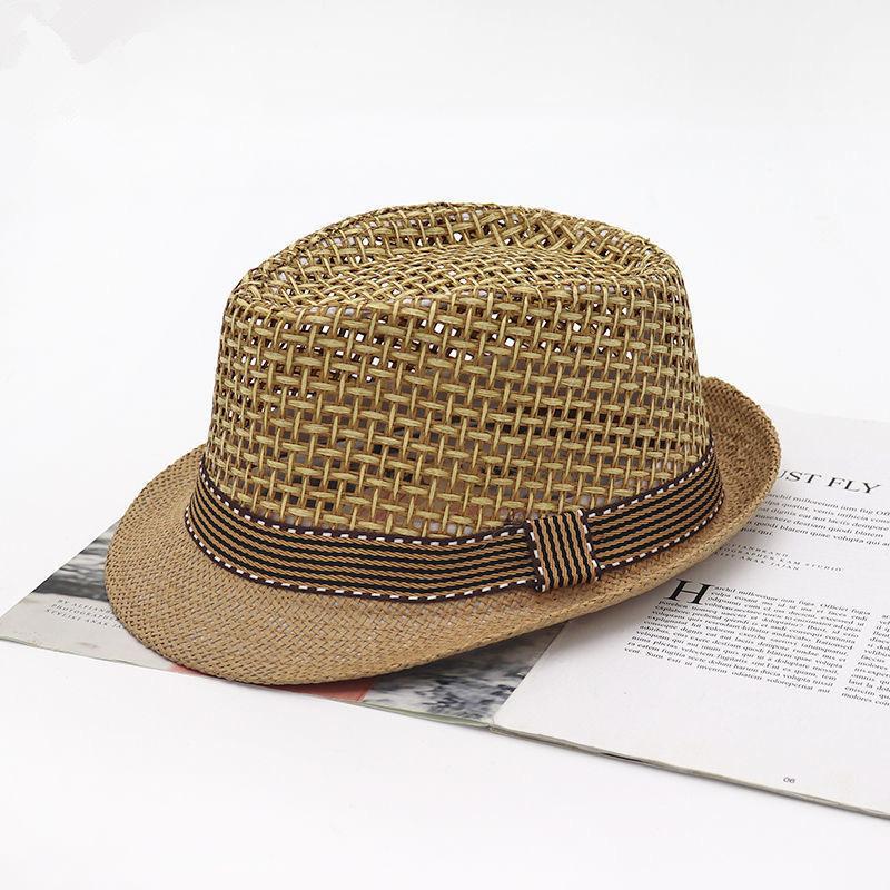 Hollow Breathable Hat Men's Beach Shade Sunscreen Jazz Hat Youth Straw Hat Fishing Hollow Breathable Hat Women