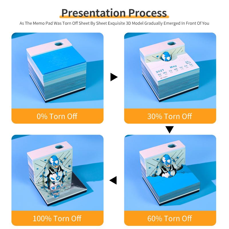 Classic 2027 Desk Calendar with LED Light 3D Tear-away Functional Office Decor