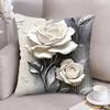 White Rose Floral Cushion Cover, Modern Art Textured Throw Pillow Case, Elegant Home Decor For Sofa Bedroom (No Insert)