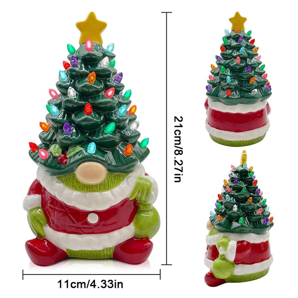 Weihnachts-Zwergbaumlichter Niedliche Harz-Gnom-Ornament-Figuren mit Licht Oft farbige Beleuchtung Desktop Tischplatte Feiertagsdeko