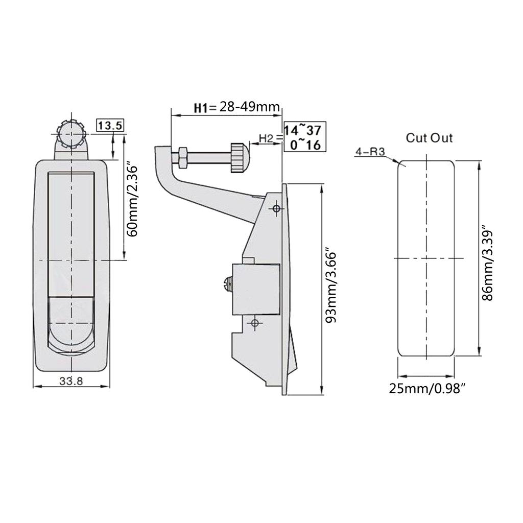 Compression Latch Lock Zinc Alloy Adjustable Lever Hand Operated Flush Lever Marine Applicable Door Hardware