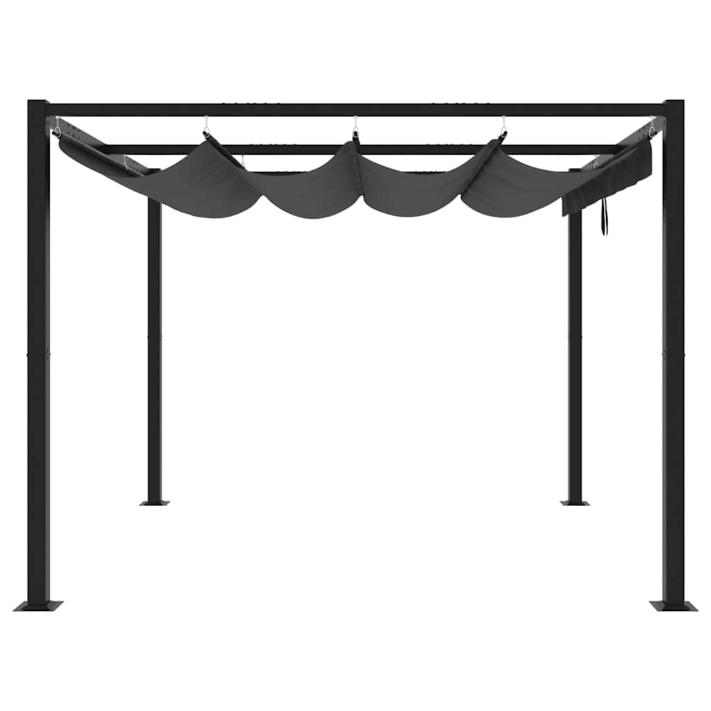Vidaxl Garden Gazebo With Retractable Roof, Anthracite, 3X3 M, Steel