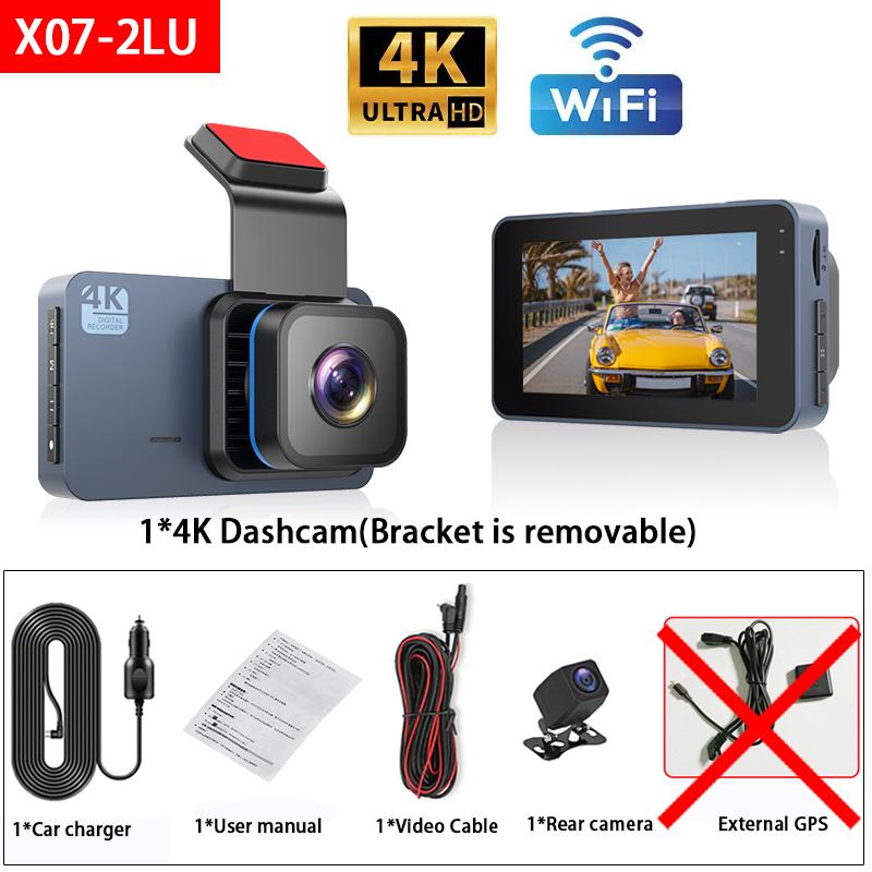 4K UHD 3840*2160P Dash Cam WIFI GPS Car DVR Camera Dual Lens Mini Video Drive Recorder Dashcam Registrar Black Box Night Vision