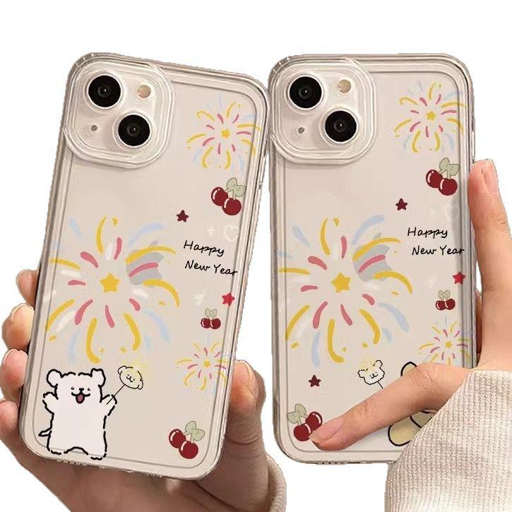ins Fireworks Dog Applicable iPhone16promax Mobile Phone Case 15 Apple 14 Couple 13 New 12 Anti-drop 11