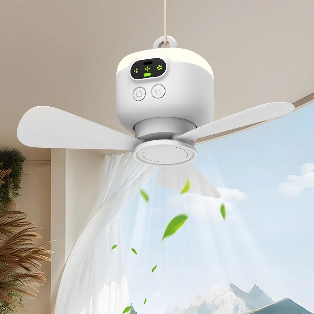 3-in-1 Ceiling Fan LED Lighting Fan USB Rechargeable Tent Hanging Fan Remote Control Low Noise Bedroom Household Appliances