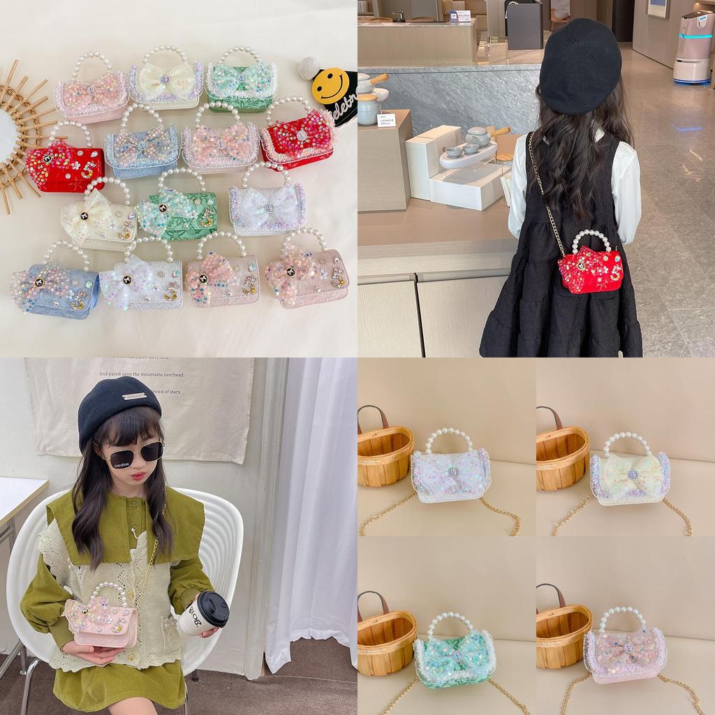 Adorable Mini Princess Bow Crossbody Bag For Kids With Chic Pearl Detail And Stylish Chain