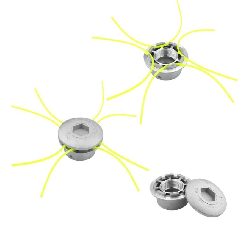Universal Aluminum Grass Trimmer Head With 4 Lines Brush Cutter Head Thread Nylon Grass Cutting Line Head For Lawn Mower Silver