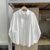 Women's Long Sleeve Shirt POLO Neck Commuter Style Blouse Loose Fit Cotton Sun Protection Outerwear