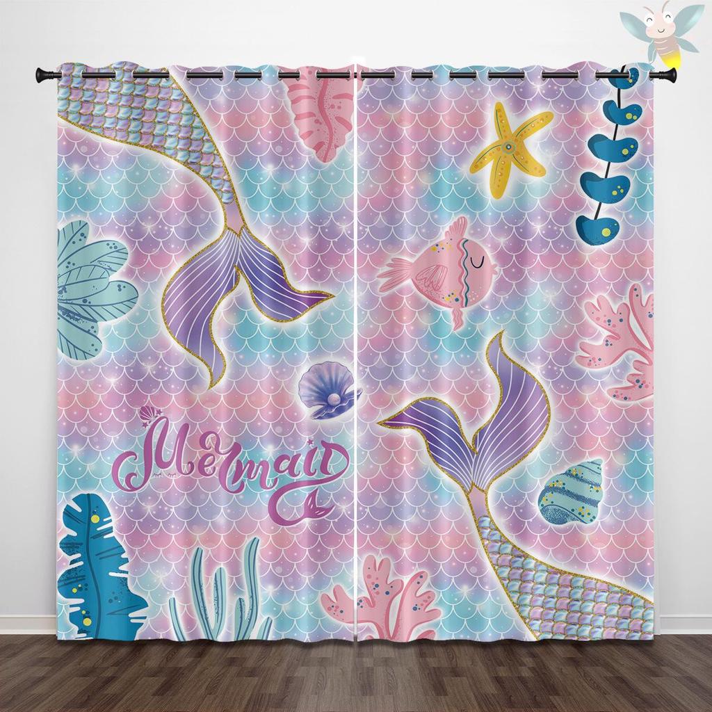 Dragonfly Pattern Glass Painted Blackout Curtains - Thickened Polyester, High Precision Sun Protection