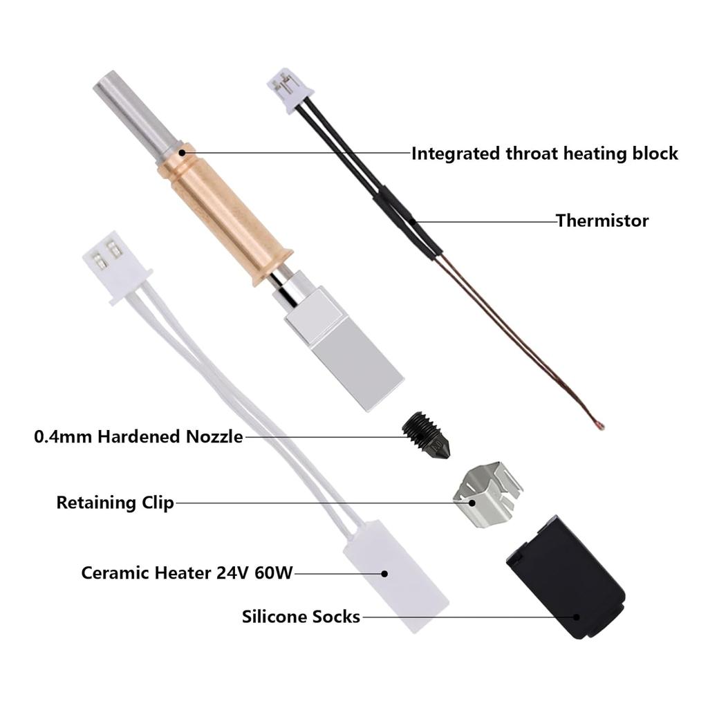 Upgrade Hotend Kit for Anycubic Kobra 3 Series, 3D Printer Ceramic Heater 24V 60W Hotend Integrated Throat Heating Block Kit for Anycubic Kobra 3,