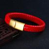 1Pcs PU Leather Rope Stainless Steel Smooth Magnetic Buckle Hand-Woven Bracelet For Simple Women Men Jewelry Gifts
