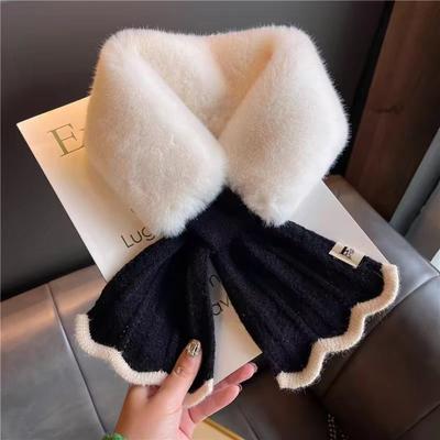 Windproof Knitted Scarf Shawl Wool Collar Soft Plush Scarfs  Winter