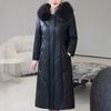Middelbare leeftijd Vrouw Winter Faux Schapenvacht Jassen Capuchon Bontkraag Elegant Dik Warm Winter Lange Parka's Dames Leren Jas