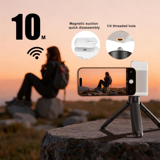 Magnetický úchop pro smartphone s bezdrátovým dálkovým ovladačem a nabíjením telefonu Ergonomická rukojeť pro fotoaparát Přenosný nastavitelný stativový držák Příslušenství pro fotografování z telefonu