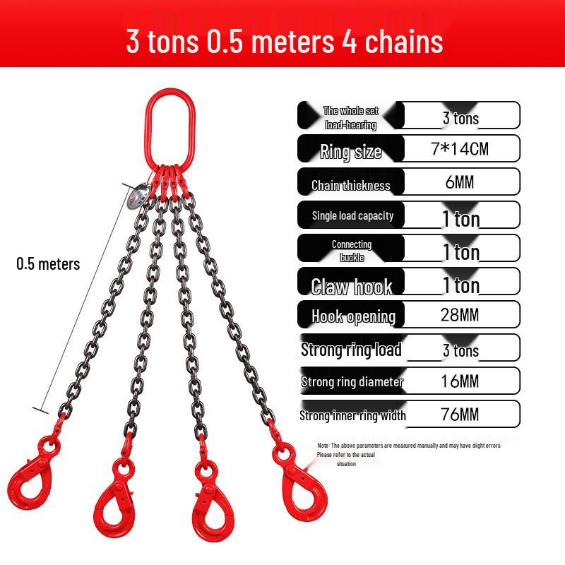 Double Hook Self-Locking Safety Lifting Chain for Crane, 2-3 Tons Capacity