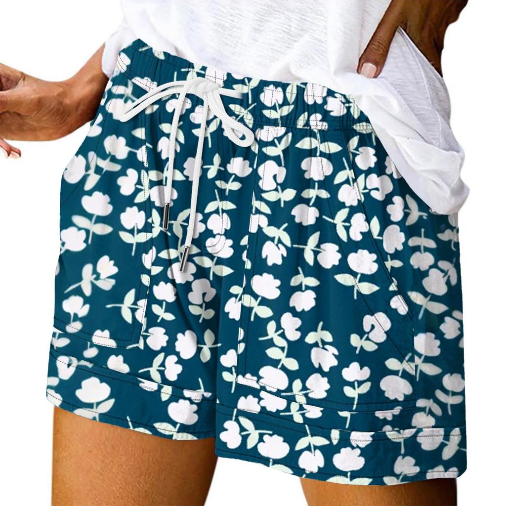Damen Casual Sommer Elastische Strandshorts Print Casual Shorts