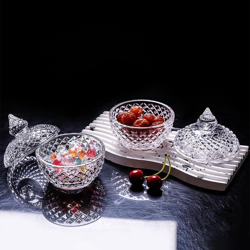 European Crystal Candy & Jewelry Glass Storage Box with Lid