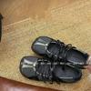 Soft leather version~ Rebellious ballet Velcro Mary Jane shoes women's splicing leather casual versatile single shoes H55 same style
