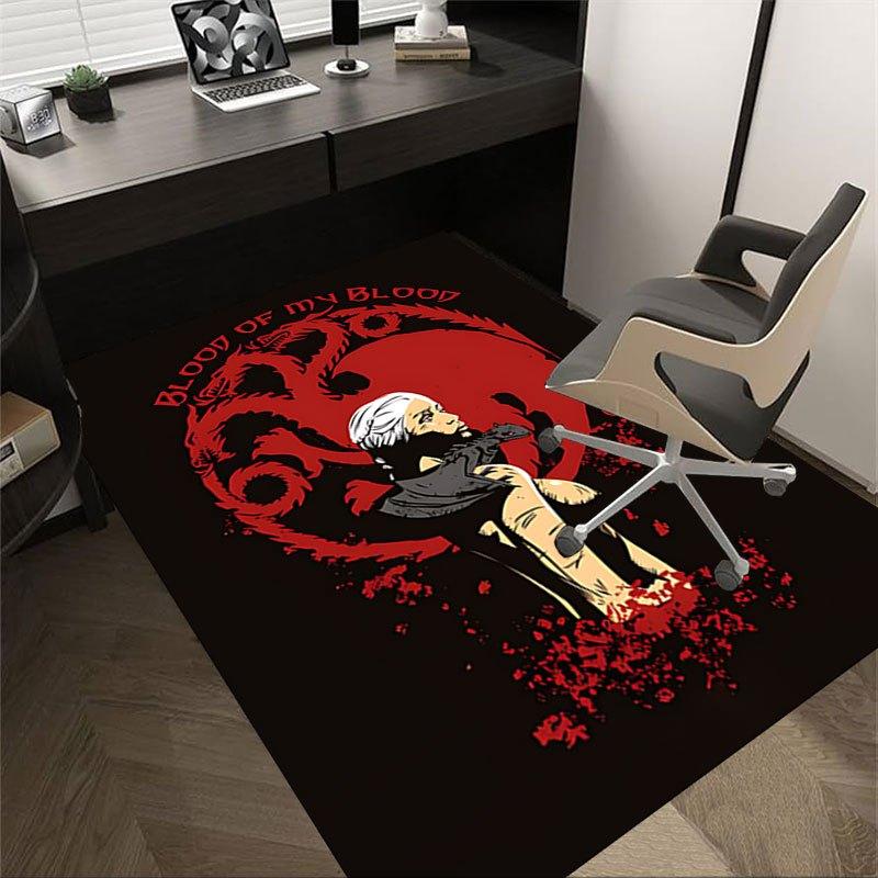 

1pc Fire and Blood Office Carpet Chair Mats, Home Decor Mat | Fantasy Theme Mat | Durable Mat, Dragon DecorB12 60cm by 90cm