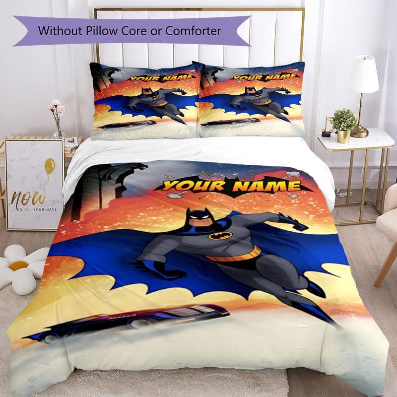 Dc Character Customize Your Name Bedding Set Perfect for Living Rooms Wrinkle Resistant Custom Room Decor Perfect Gift for Friends Family