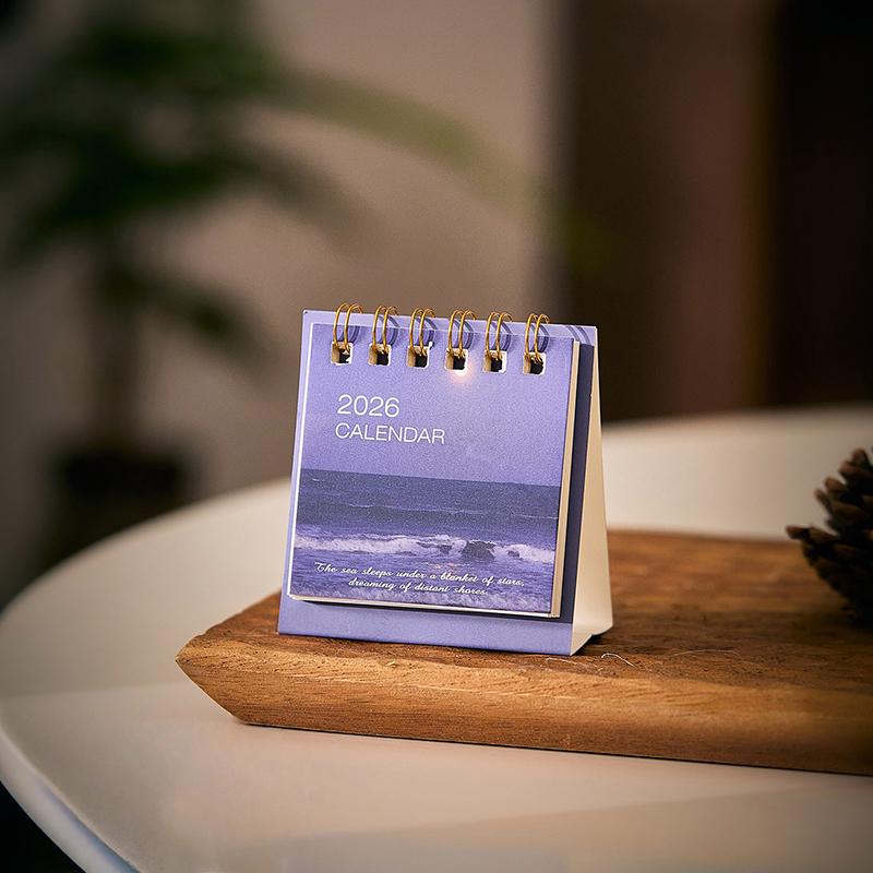2026 Mini Calendar Office School Supplies Creative Retro Scenery Cover Calendar Planner Desk Accessories Decoration Gift