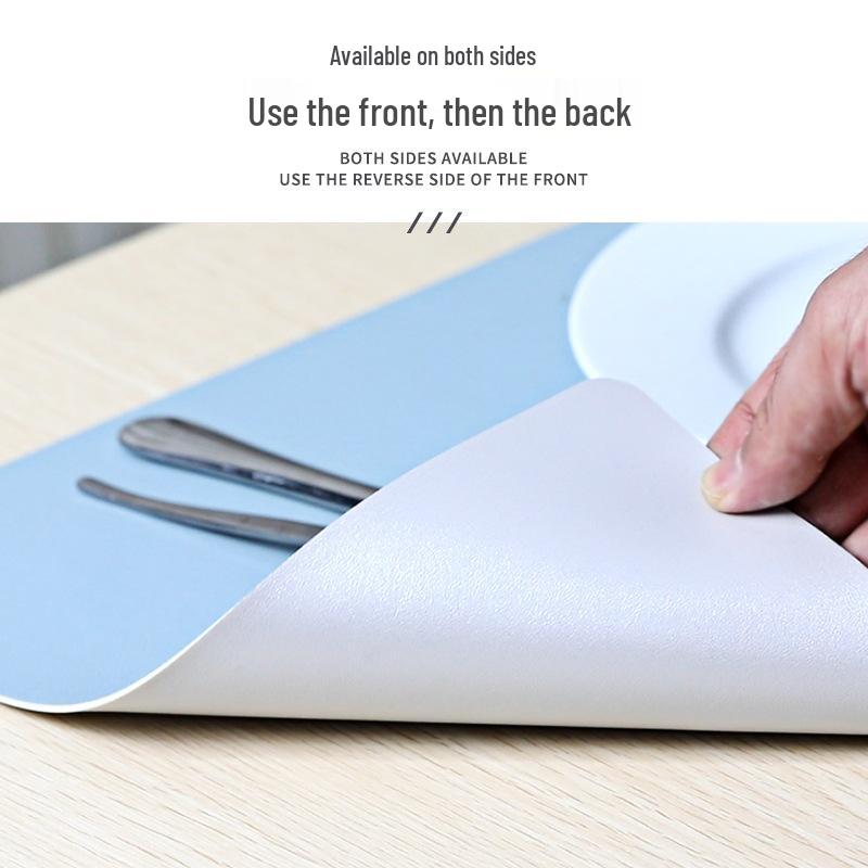 Double-Sided Luxury Nordic Leather Table Mat: Waterproof, Oil-Proof, Heat-Insulating, Non-Slip, Rectangular Design