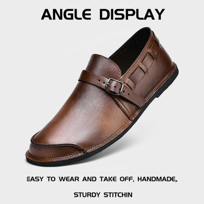 Spring and Autumn Classic Retro Men's Leather Shoes Casual Leather Soft Shoes Simple Comfortable Large Size Dad Shoes