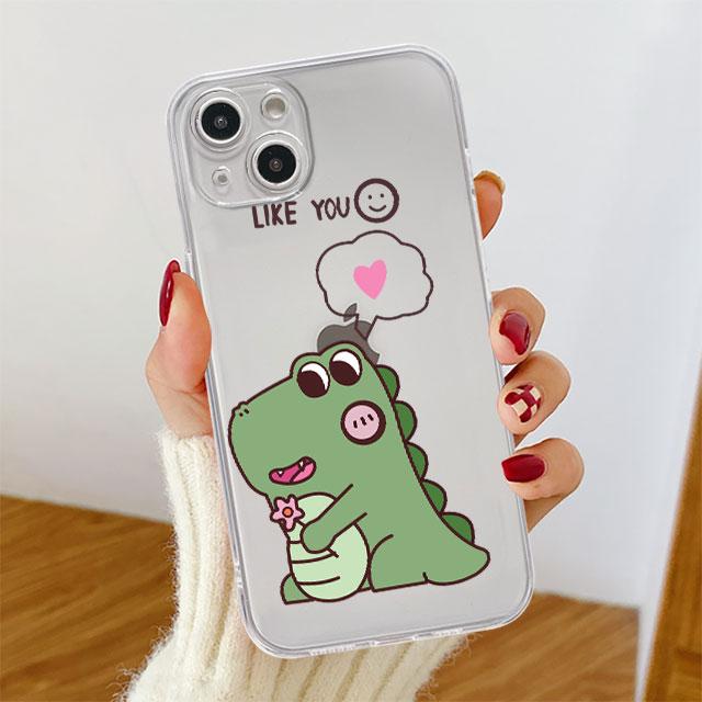 

Милый прозрачный чехол с изображением маленького динозавра для Apple iPhone 11 14 13 12 Pro 7 8 Plus XR X XS Max 6 6S 14Pro, силиконовый чехол для телефона iPhone SE 2022
