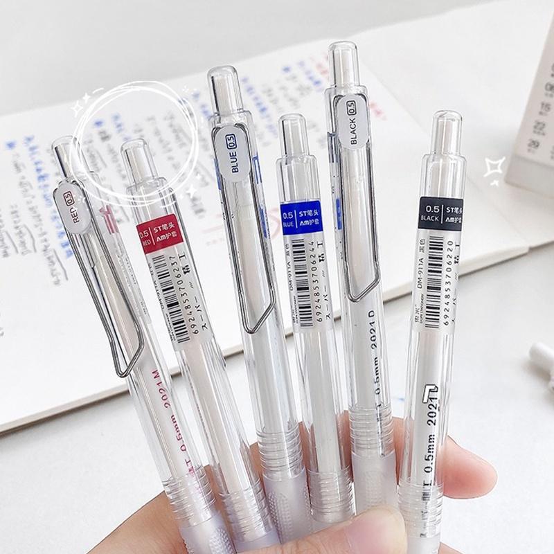 1pcs Minimalist Transparent 0.5mm Gel Pen Quick Dry Black/Red/Blue Ink Pen Fashion Signature Pen Office Stationery Supplies синий