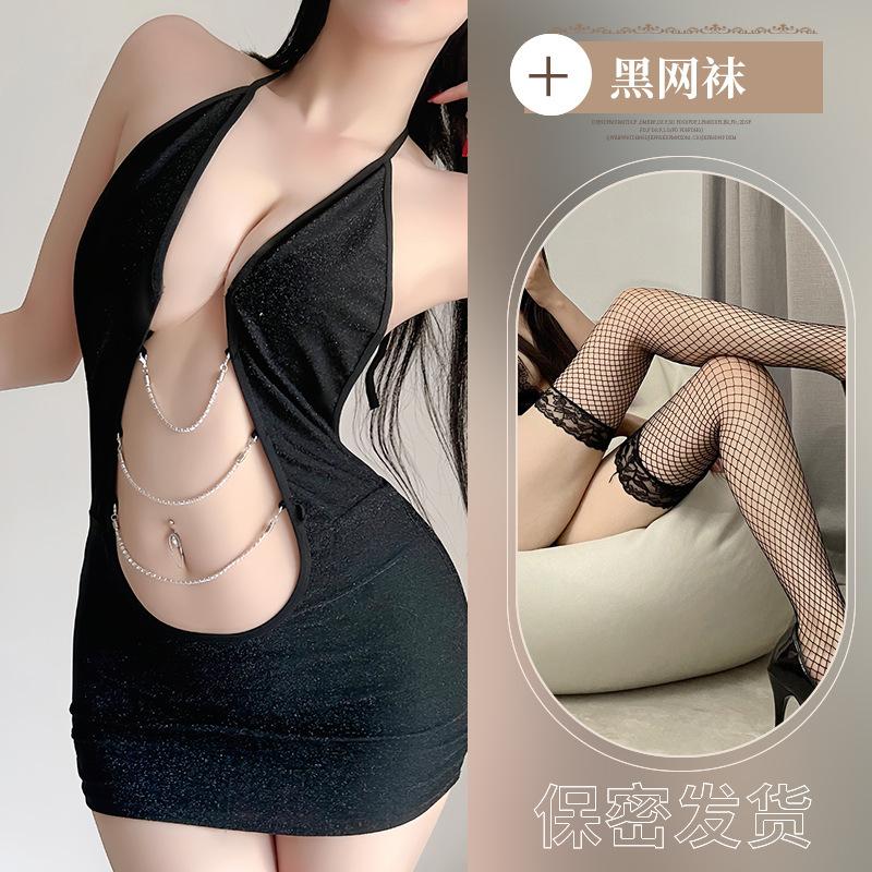 Sexy pajamas fun free tight secretary uniform sexy stunner open chest hip hot backless nightclub suit