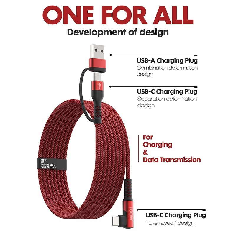 MINLU Nylon Braided Cable USB type-C Charging Cable 100W Compatible USB-A/USB Type C To Conversion Adapter Iphone 15/15Pro/15Pro Max/15Plus,Macbook