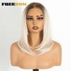 FREEDOM Synthetic Lace Front Wigs For Women Short Bob Layered Straight 6x4 Wear And Go Glueless Wig Ombre Pre Plucked Lace Wigs
