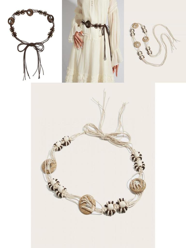 Bohemian Cotton Linen Handmade Waist Belt For Women With Knot Closure For Casual Dresses